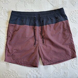 Brooks Brothers Red Fleece size‎ L pink & blue striped swim trunks elastic waist